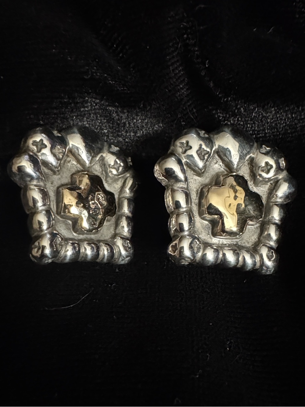 Dian Malouf - 925 - 14k. Cross earrings - Picture 3 of 5